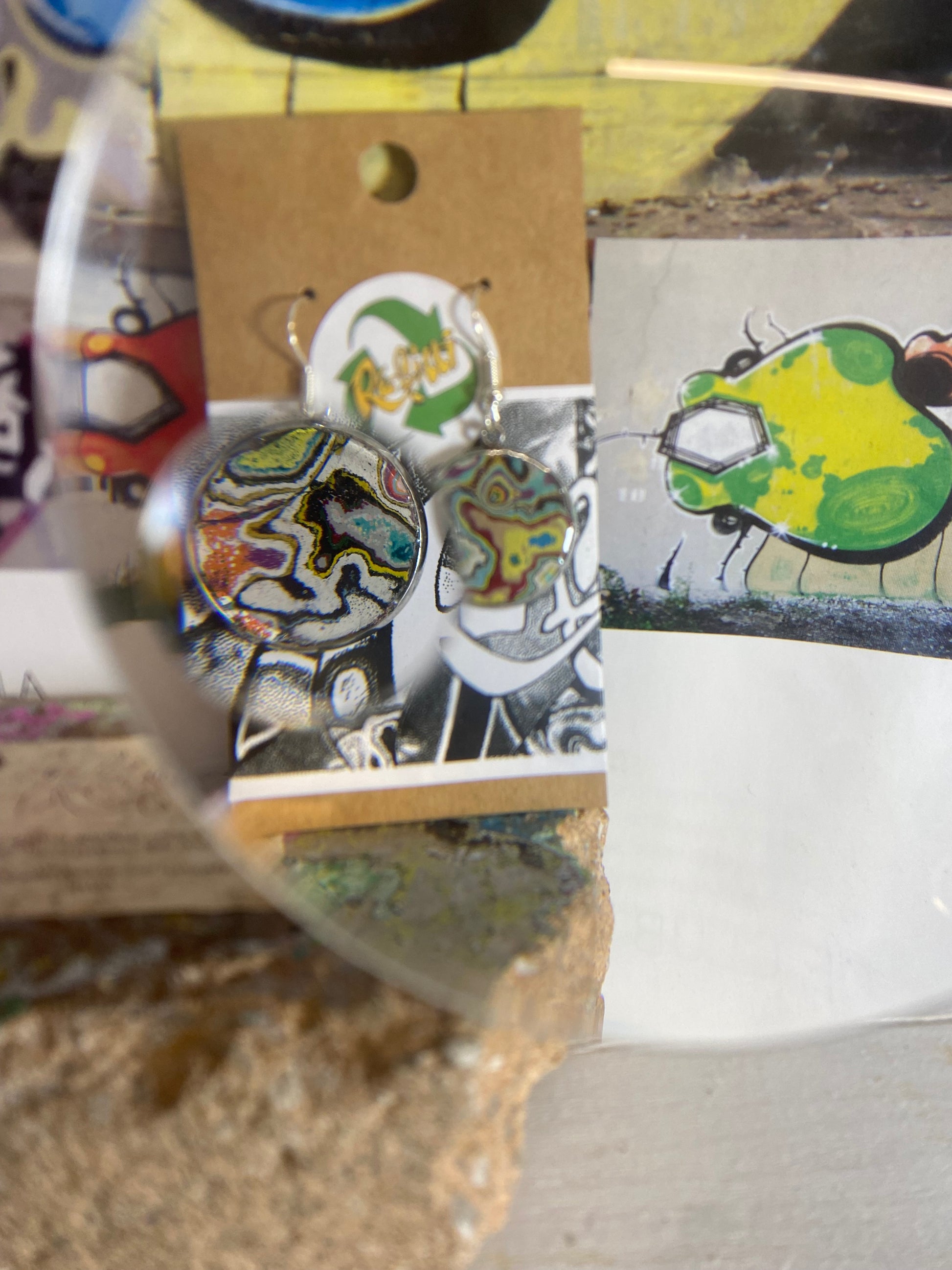 Recycled Graffiti ear-rings