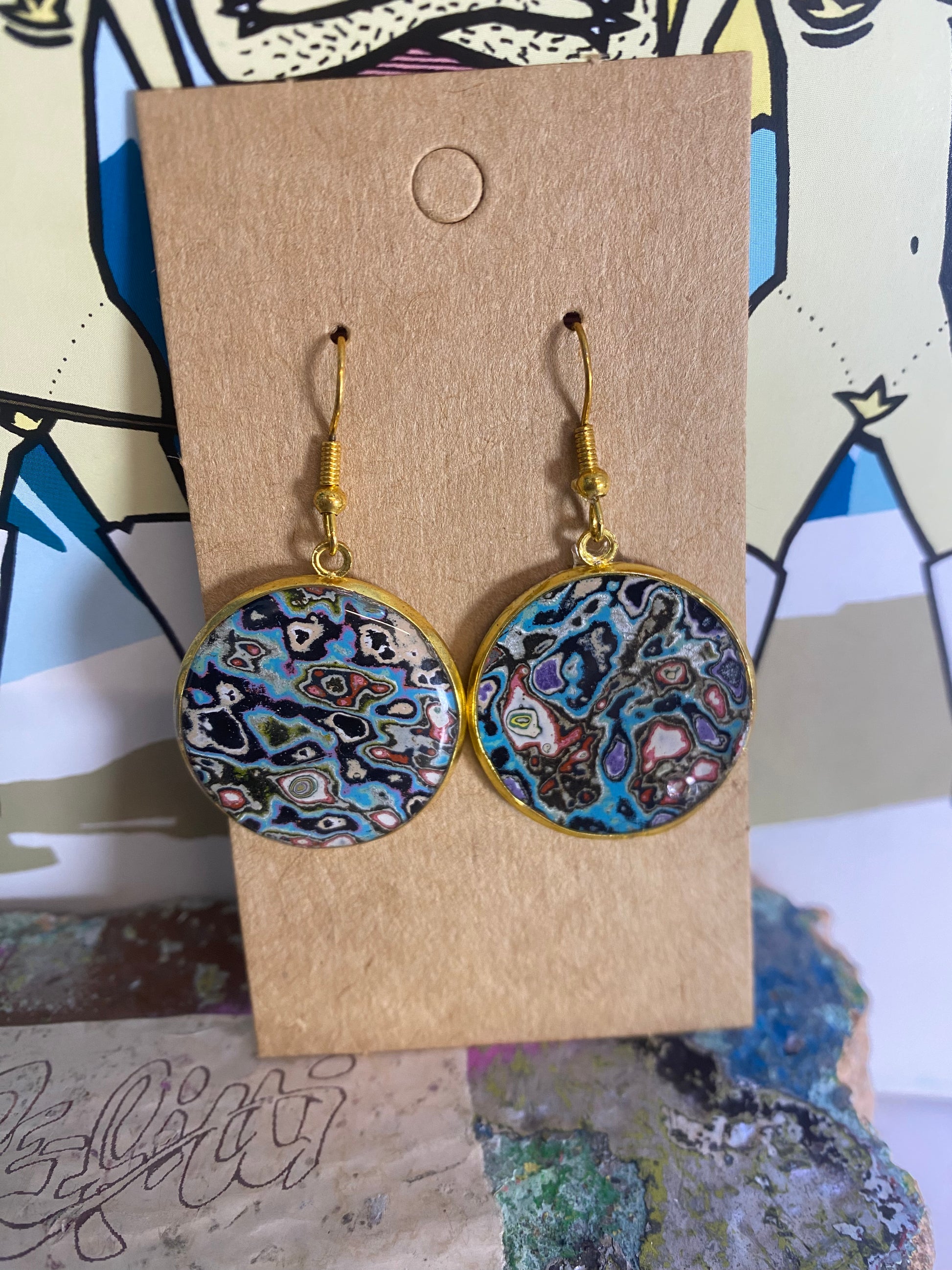 Recycled Graffiti ear-rings